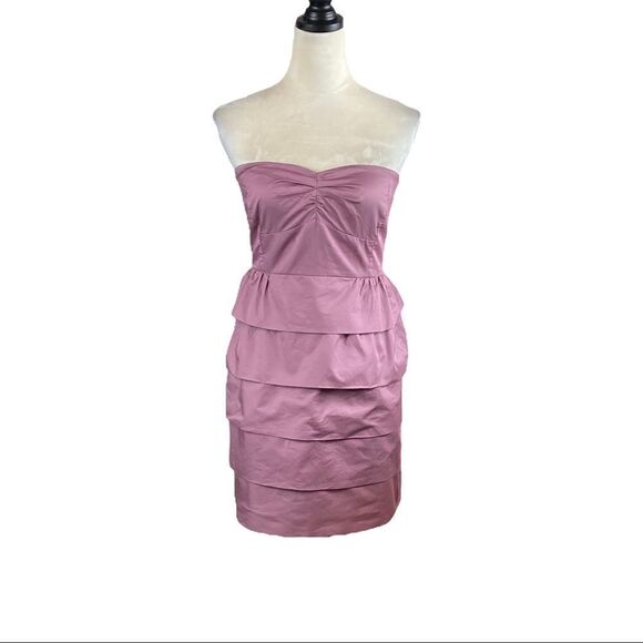 J.Crew Lavender Strapless Tiered Ruffle Dress, Size 8P - Picture 3 of 10